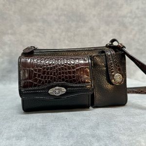Brighton Brown and Black leather vintage crossbody